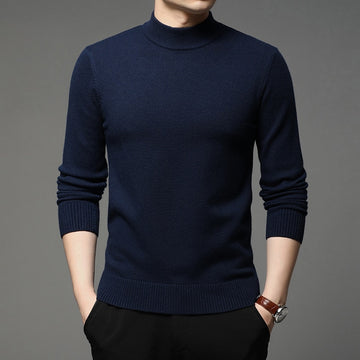 Autumn and Winter New Men Turtleneck Pullover Sweater Fashion Solid Color Thick and Warm Bottoming Shirt Male Brand Clothes